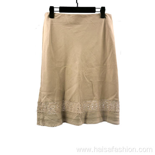 Cream-Colored A-Line Skirt For Ladies